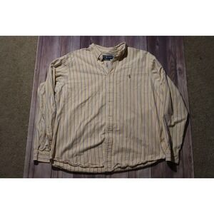 Ralph Lauren Classic Fit Striped Button Down Shirt XXL Flesh Pony Normcore Lorde